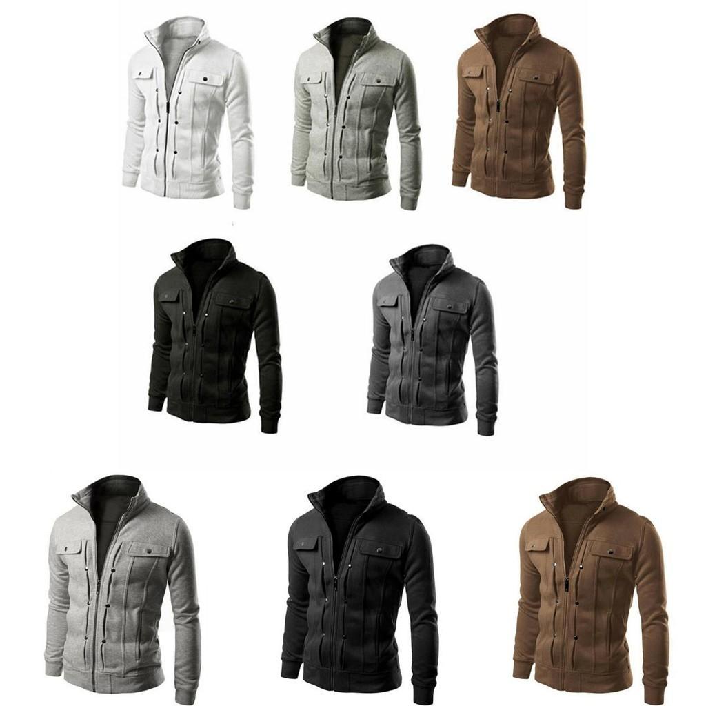 Slim-Fit Herren-Mantel mit Stehkragen und langen Ärmeln, Militärjacke für einen stilvollen Look