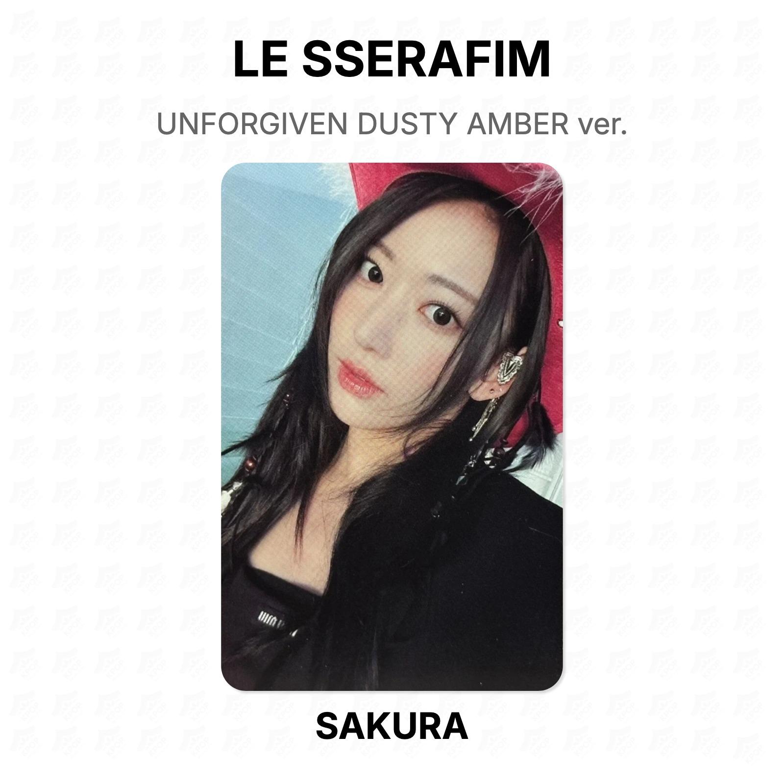 LE SSERAFIM UNFORGIVEN DUSTY AMBER ver. Official Photocard SAKURA