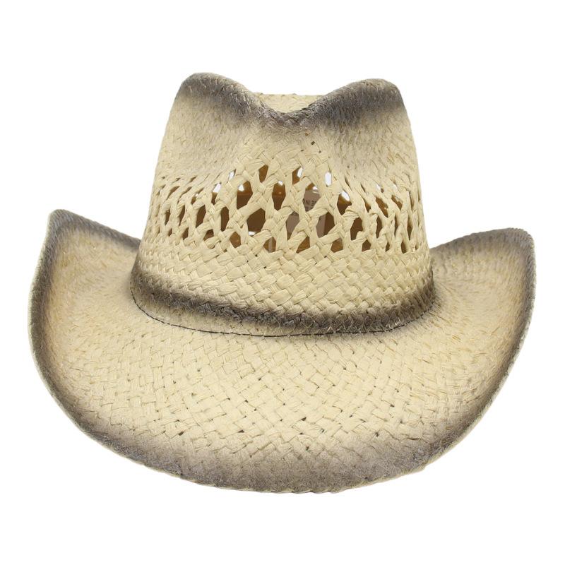 Ethnic Style Pink Beach Hat Seaside Western Cowboy Straw Hat Sun Protection Visor Jazz Hat Men And Women