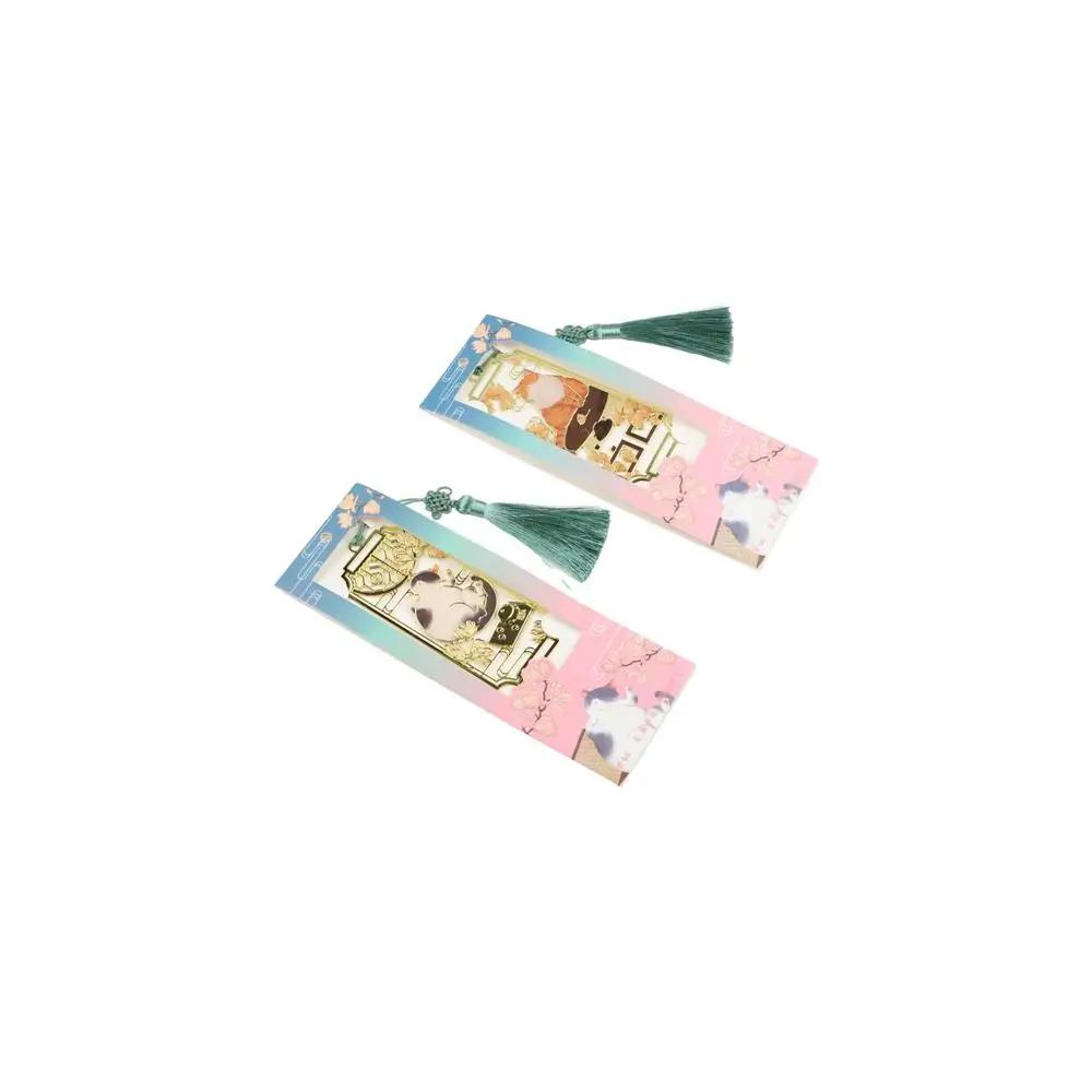 Cat Hollowed Cat Bookmark Flower Chinese Style Metal Reading Bookmark Fashion Retro Chinese Style Bookmarks Office Supplies