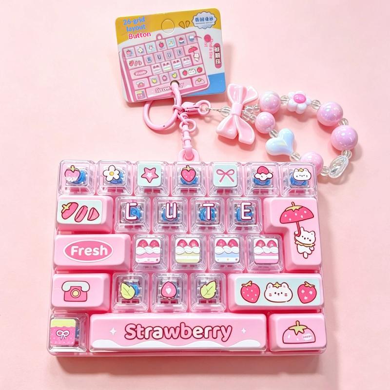 Cute Anti-Anxiety Decompression Toy 26 Key Clicker Fidget Toy Lightweight Bag Pendant Stress Relief For Kids Gifts Desk Decor
