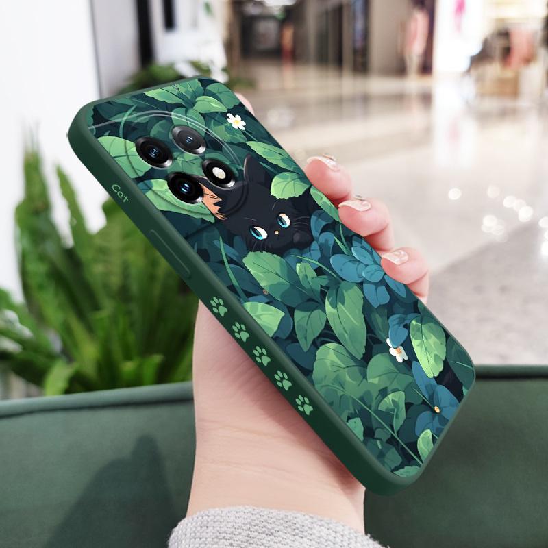 

Grass Cat Phone Case For Oneplus 12 12R 11 11R 10 10R 10T 9R 9RT 9 8T 8 7 7T Pro 5G Liquid Silicone Cover OnePlus 10 Pro темно-зеленого