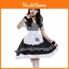 Lolita Girl Costume Dress With Puffy Sleeves And Large Bow For Halloween Cosplay