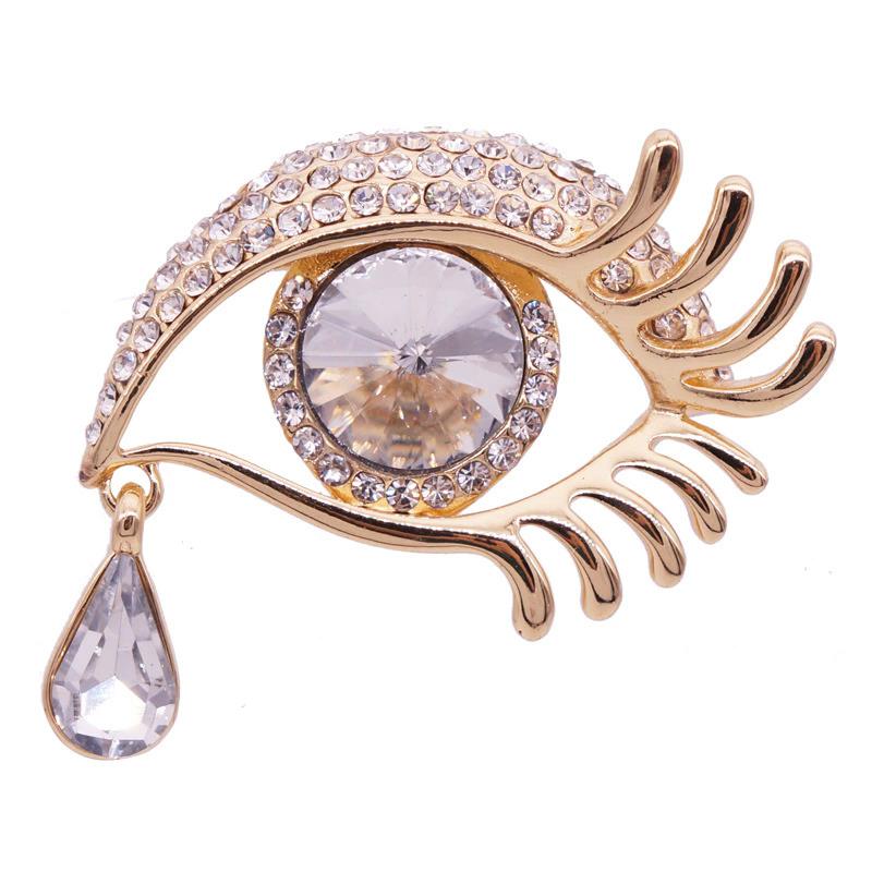 

Броши для женщин Стразы Эмаль 4-цветные Глаза Офисная Повседневная Брошь Булавки Подарки Капля Кристальные Глаза