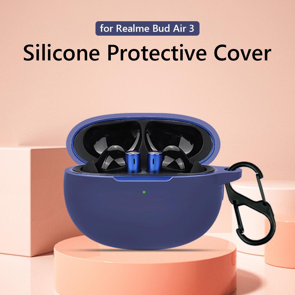 Wireless Earphones Silicone Case Cover for Realme Buds Air3 Earphone Case with Carabiner Earbuds Accessories