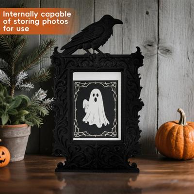 Krähe Dekorativer Rahmen Leicht Tragbar Gotisches Design Mehrzweck Fotorahmen Halloween Party Dekoration