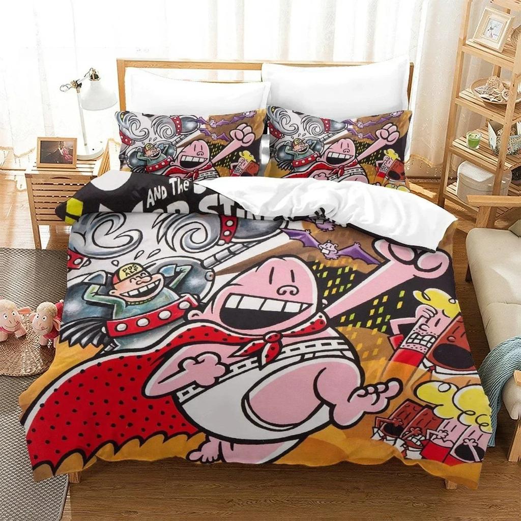 Módní kreslený Kawaii Kapitán Kalhotky Ložní souprava Jednolůžko Dvojlůžko Plná Queen King Size Ložní souprava Ložní souprava pro dospělé Dětská ložnice Sady povlečení na přikrývku