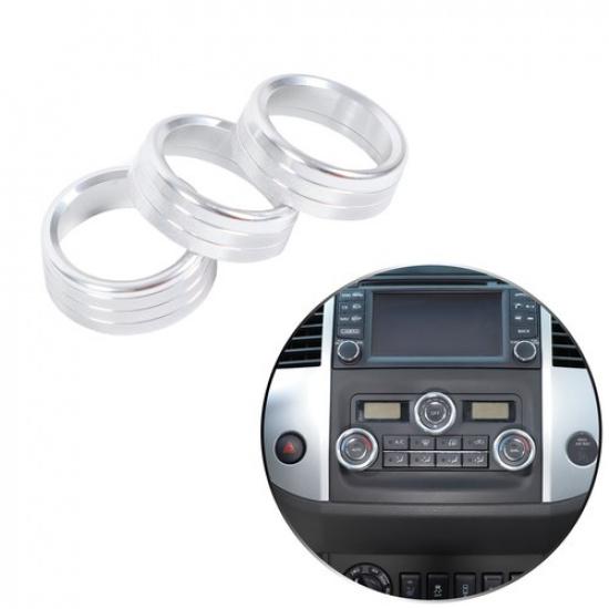 Silver Alloy Center AC Volume Knob Ring Trim For Nissan Frontier D40 2009-20