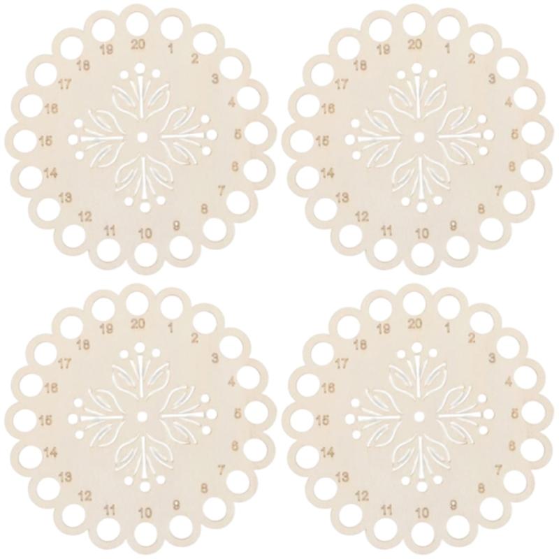 4Pieces Wood Stitching Thread Holder Disc Numbered Embroidery Floss Thread Organiser Embroidery Thread Dispenser Disc