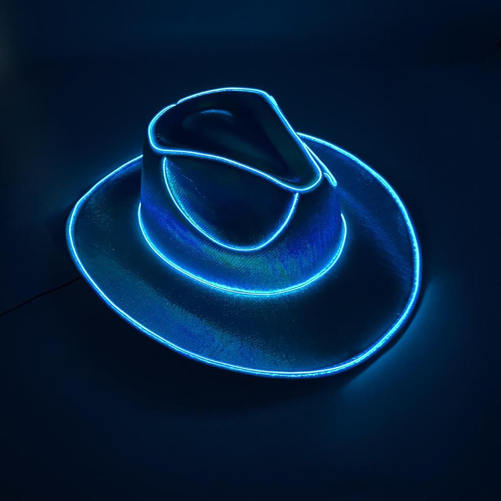 Iridescent LED Light-Up Cowboy Hat for Cosplay & Halloween