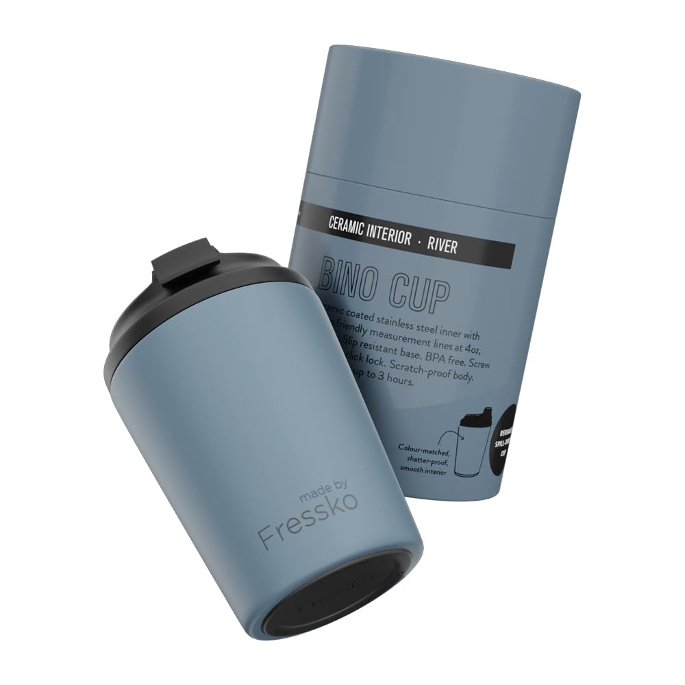 

Сделано Fressko Bino Тамблер для сохранения кофе свежим надолго 227 мл 8 унций Кофе, Дольше, Герметичный, / (Река)