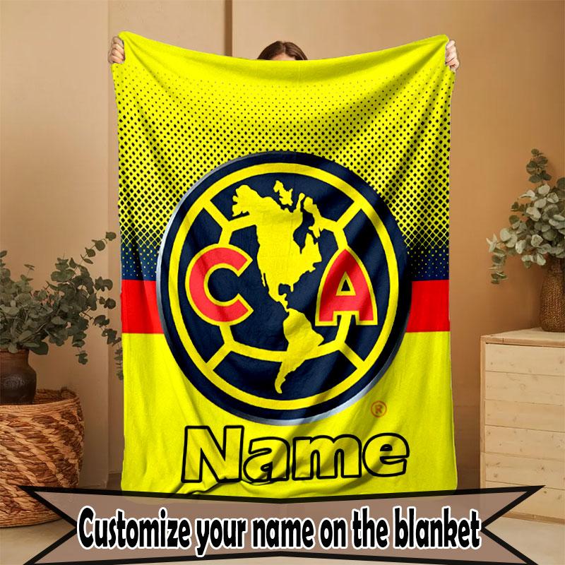 Custom Name Personalized Club America Print Blanket, Home Decor, Bedroom, Sofa, Camping, Couch, Gifts for Birthday Christmas