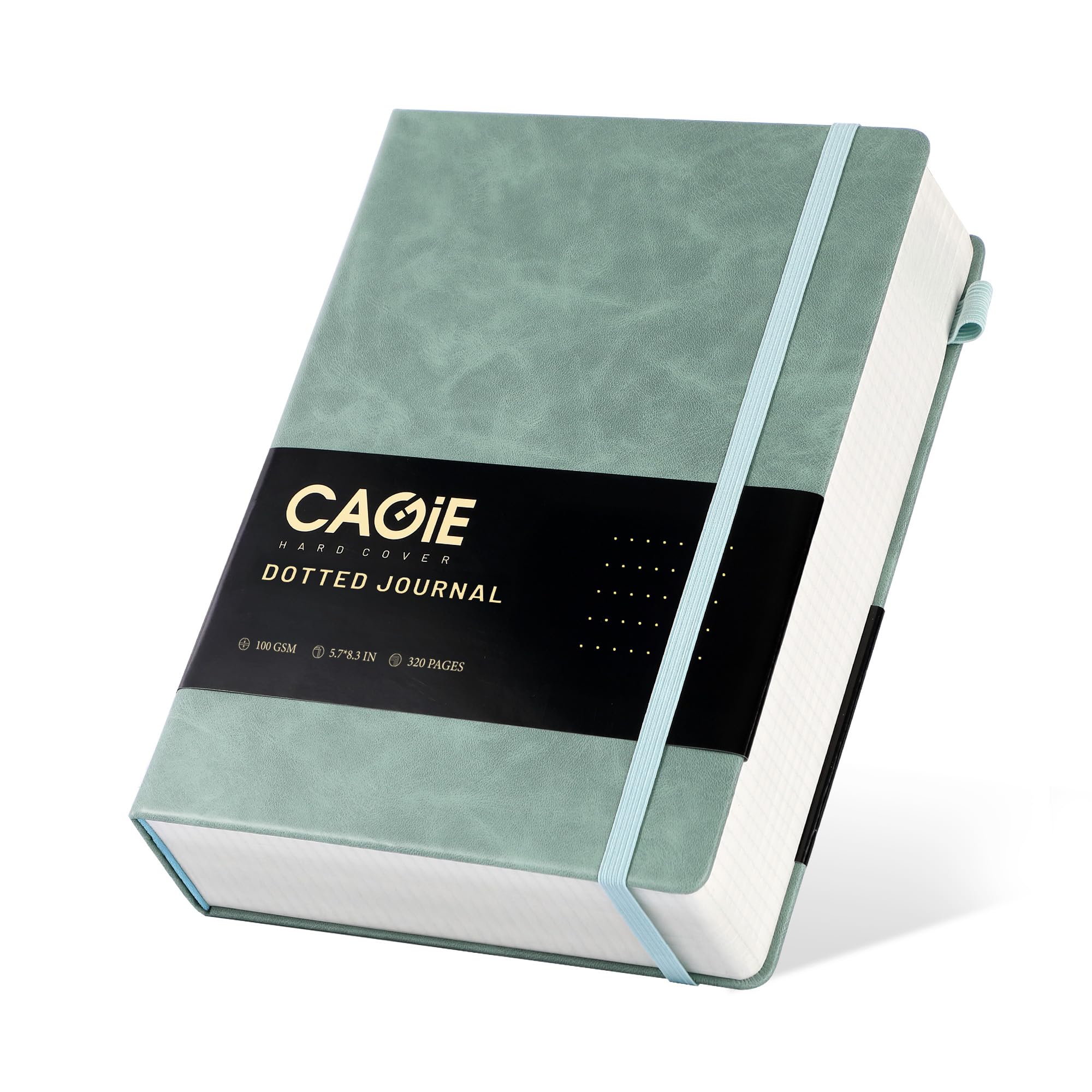 

CAGIE Notebook, A5, Dot Grid, 320 Pages, Bullet Journal Notebook, Classic Hardcover, 100g High-Quality Paper, Green