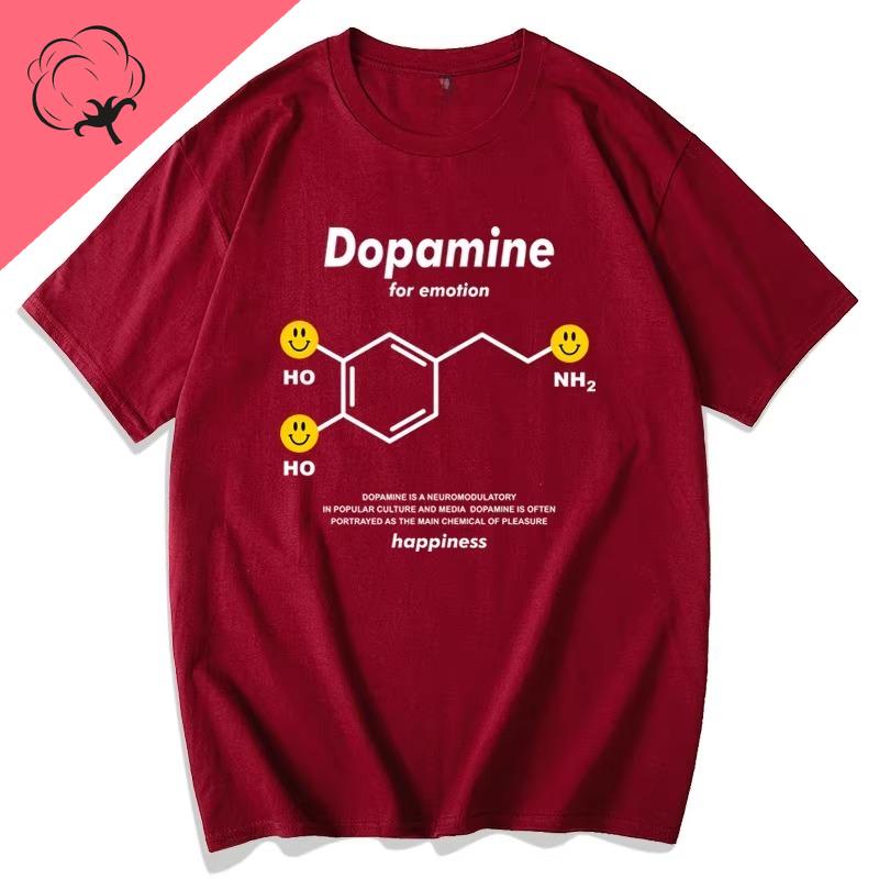 Dopamin Chemische Molekülformel Kurzarm T-Shirt Künstlerische Studenten Spaß Wissenschaftliche Kleidung Unisex Unisex Große Größen T-Shirt