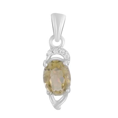 Nano sitrin 1,15 karat, kübik zirkonya ile gümüş kolye (2122845)