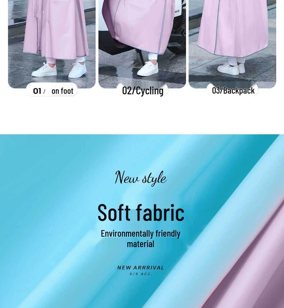 Women's Long Single-Piece Stormproof Raincoat with Electric Battery for Adults