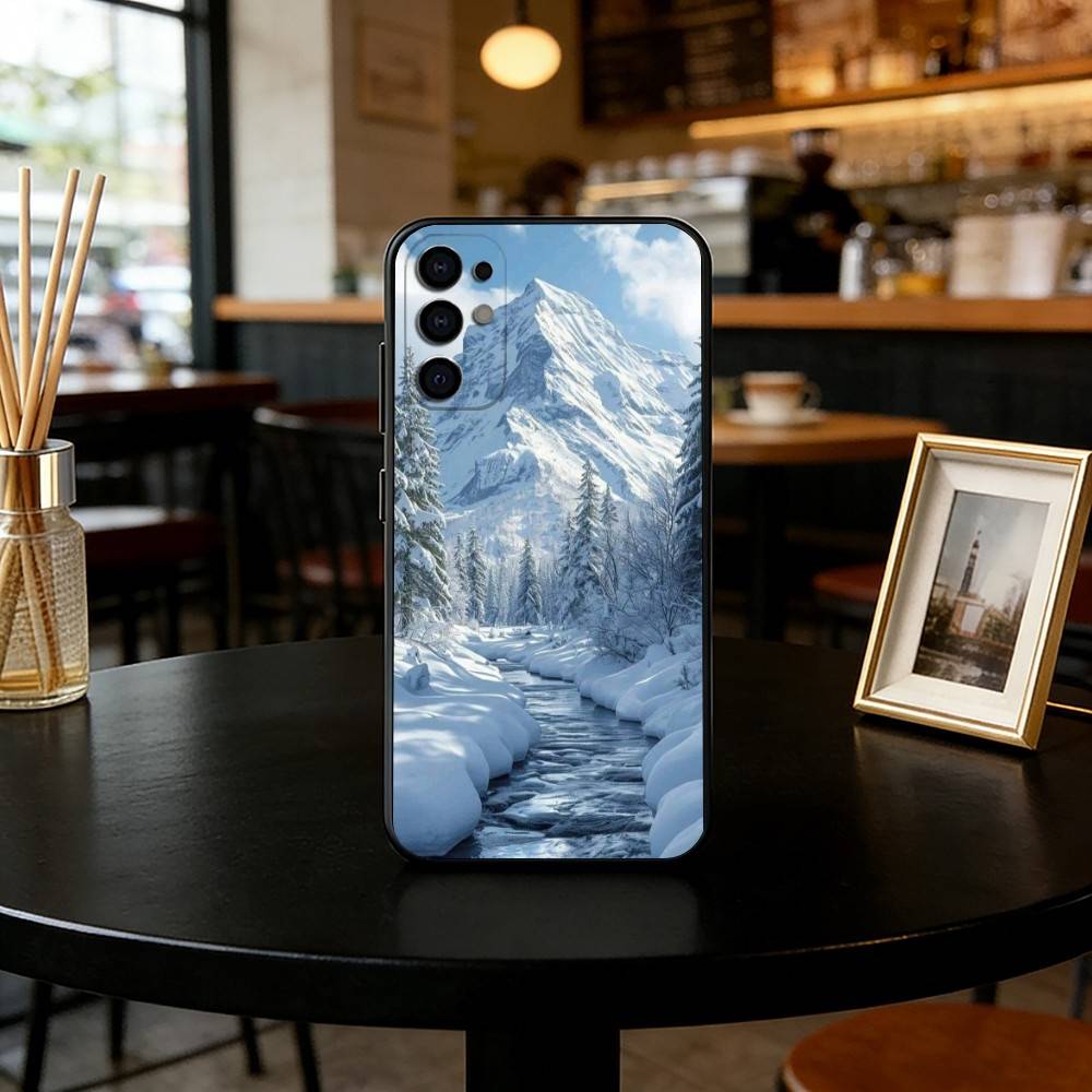 

Snowy Plain and Iceland Phone Case Black Silicone Soft For Samsung S25,S24,S21,S22,S23,S30,Ultra,S20,Plus,Fe,Lite Samsung S30plus5G
