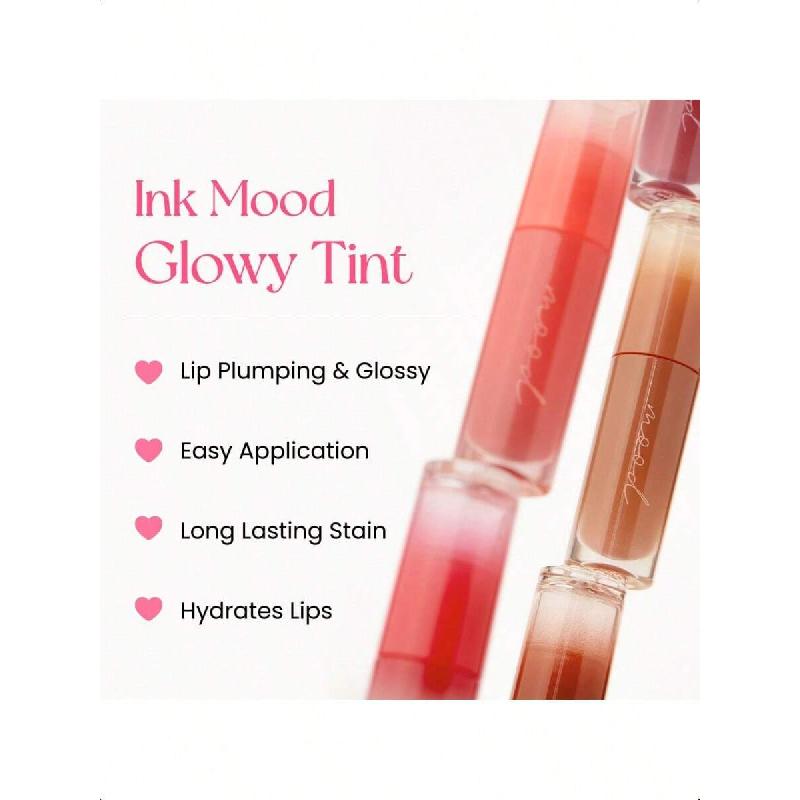 Peripera Ink Mood Glowy Tint 019 Mauve Chaos Nowy 10ml, Lekka Wodnista Formuła, Budowalne Błyszczące Wykończenie, Długotrwałe Nawilżenie, Bogaty Odcień Mauve