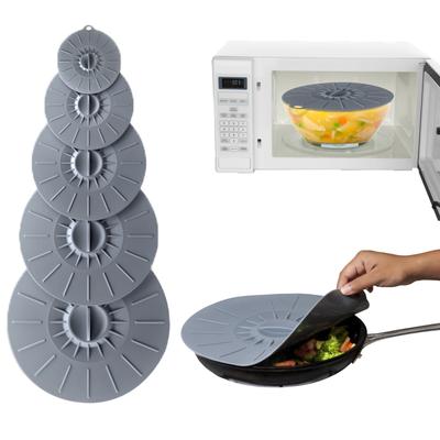 5 Pièces Couvercle Micro-ondes Couvercles Silicone Réutilisables Micro-ondes Four Résistant à la Chaleur Couvercles Silicone Couvercles à Ventouse pour Casseroles Poêles