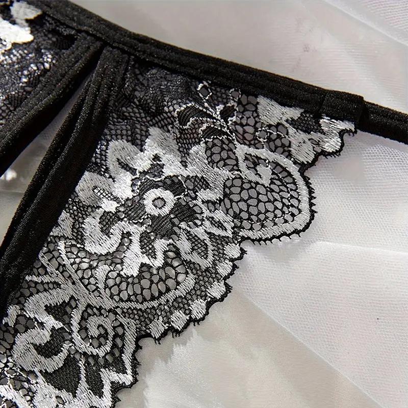 Black Hot Crotchless Sexy Women Lace Lingerie Temptation Transparent Push Up Sex Bras Porn Open Bra Underwear Set Erotic Costume