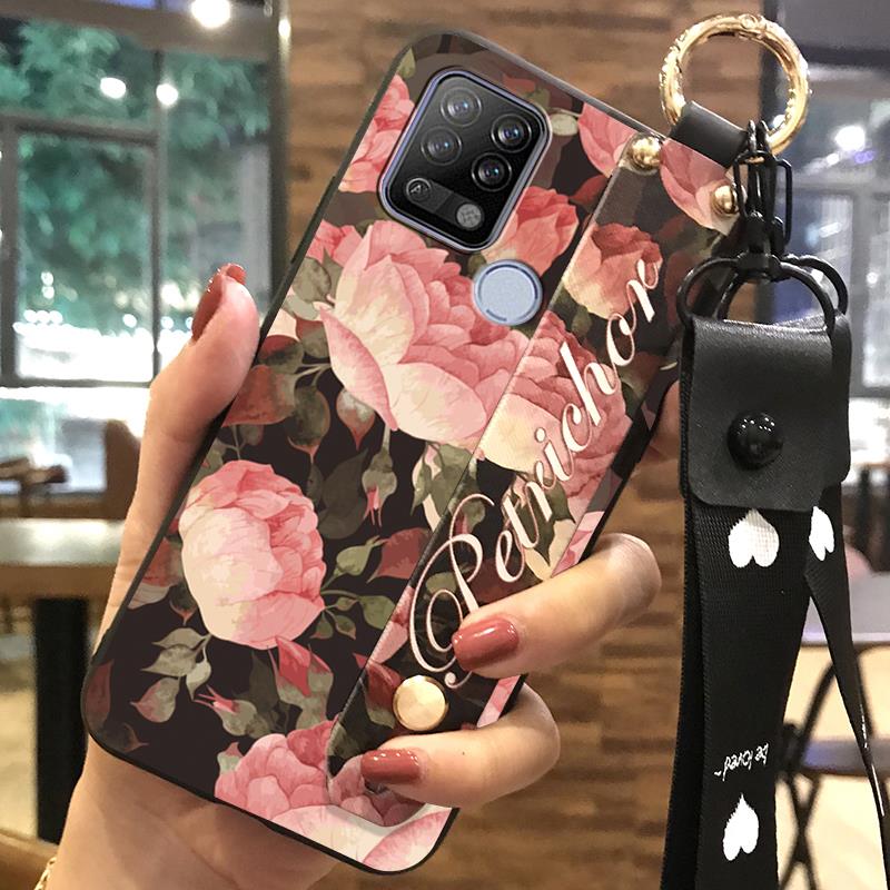 Soft case Back Cover Phone Case For Tecno Pova/LD7 Dirt-resistant Kickstand Wrist Strap Anti-knock Ring Silicone Durable