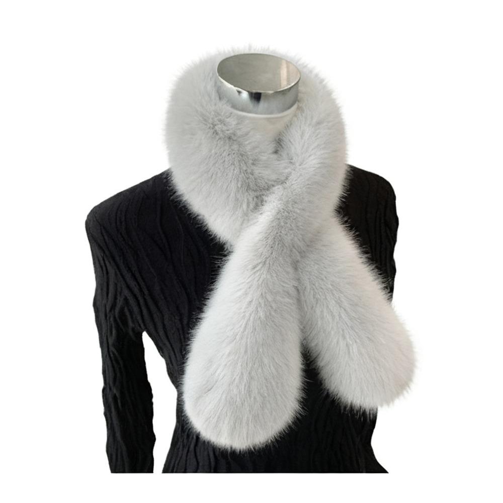 Versatile Faux Fox Rabbit Fur Collar Scarf Solid Color Neck Warmers Cozy Faux Fur Scarf  For Women