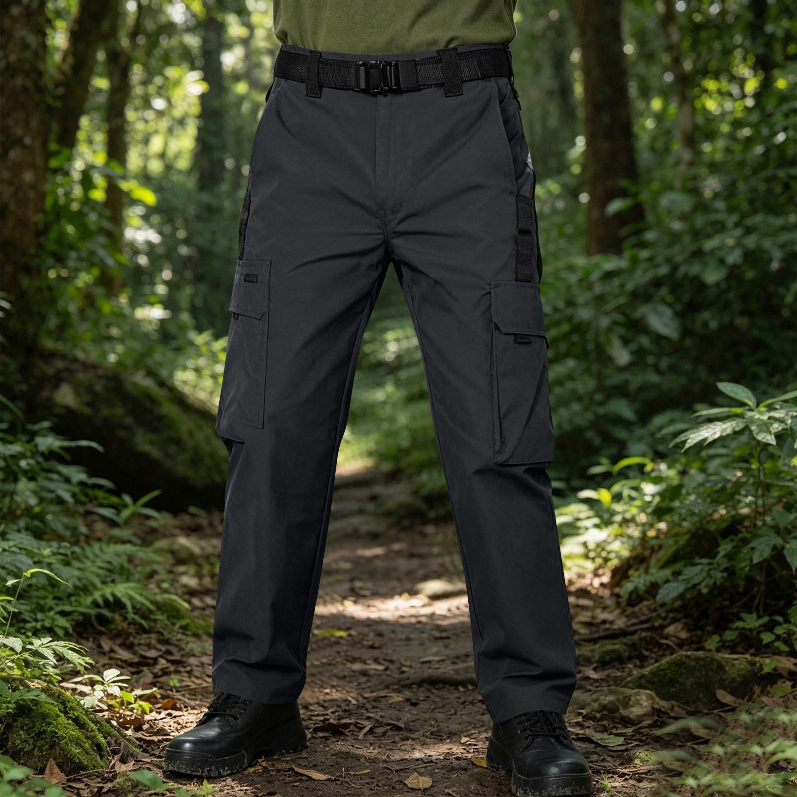 

Men s Loose Fit Tactical Cargo Pants Multi Pocket Design Workwear Durable Fabric Adjustable Waistband Outdoor Utility Trousers XXXL чорний