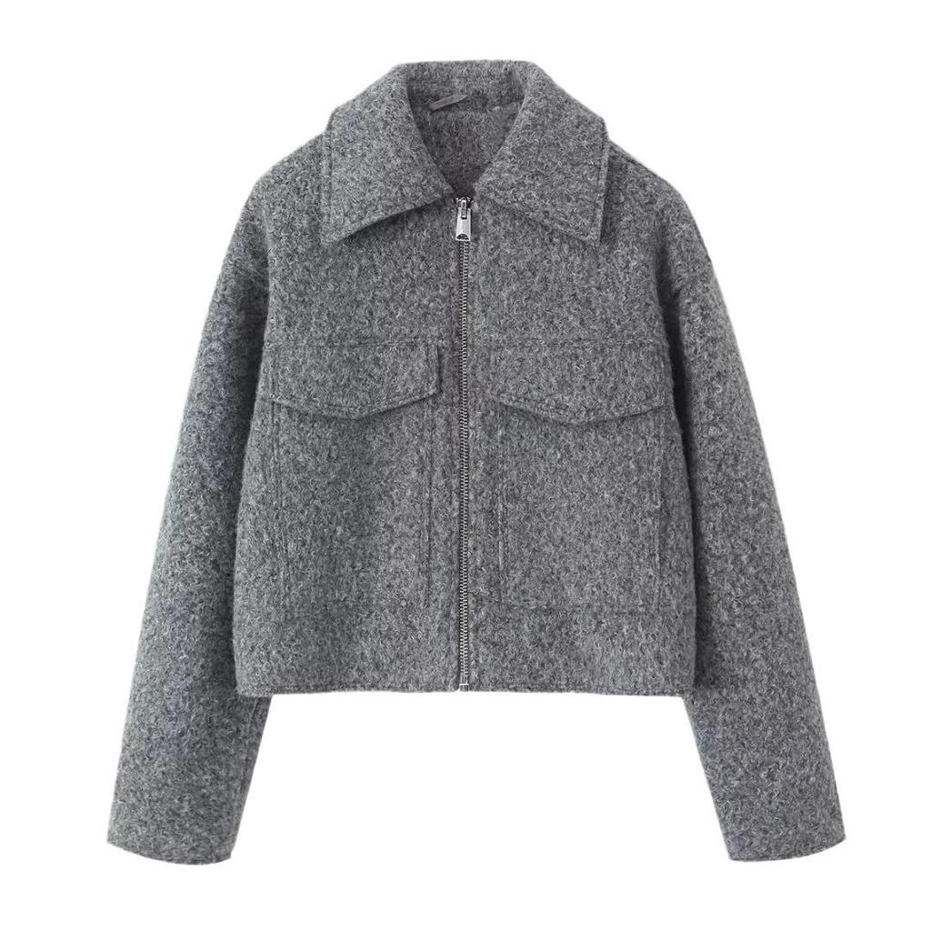 European Size Women's Autumn/Winter Tweed Lapel Jacket - Street Style Fashion