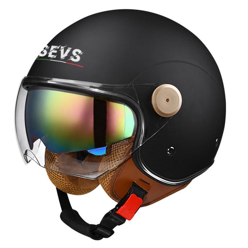 Lightweight Vintage Motorcycle Helmet With Dual Visor Motorbike Riding 3/4 Open Half Helmet Retro Casco Moto 3C & Dot