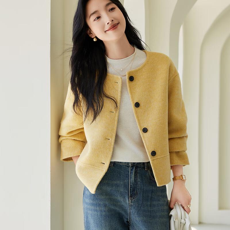 VICTORIA&VERA Women's Winter Short Wool Blend Patchwork Coat