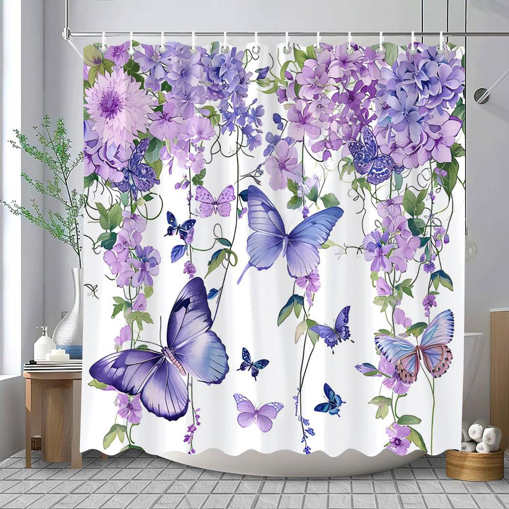Floral Shower Curtain Flower Fabric Cloth Shower Curtains For Rustic Vintage Bathroom Decor Bath Curtains Watercolor Chic Cosmos
