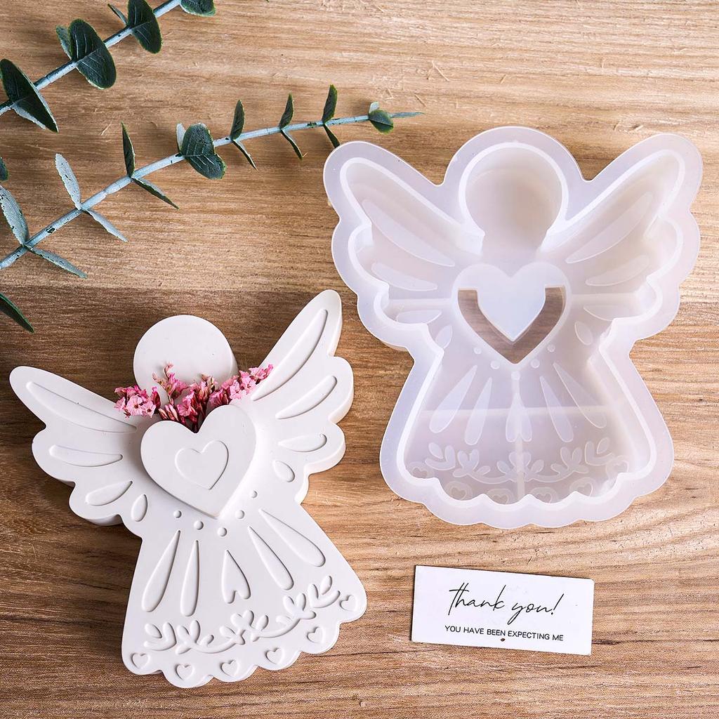 Love Angel Silicone Candle Mold DIY Home Decor Ornaments Making Kit Plaster Resin Flower Arrangement Craft Gifts Casting Molds