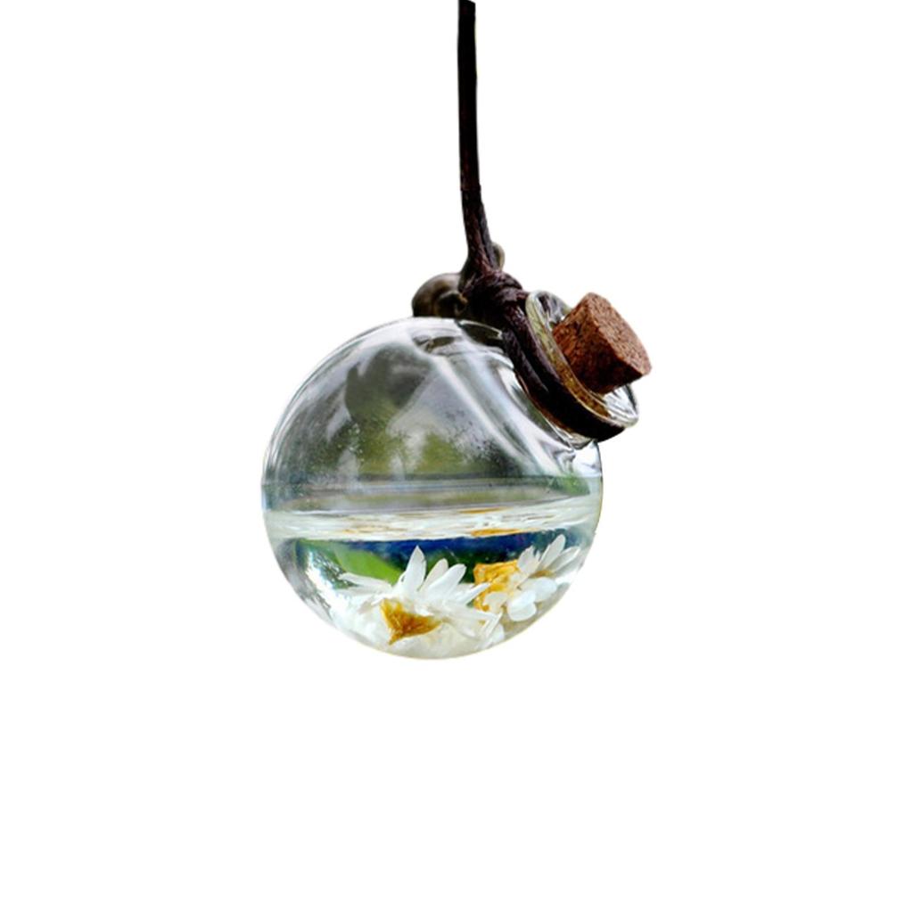 Car Hanging Diffuser Bottles Empty Glass Bottle With Flower Car Mirror Aromatherapy Fragrance Hanging Pendant Air Freshener