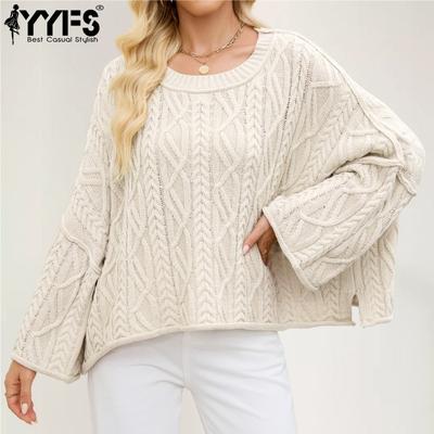 Women's Fashion Casual Fall Winter Solid Color Print Long Sleeve O-Neck Tops Women's Clothing Woolen Knitwear Sweaters