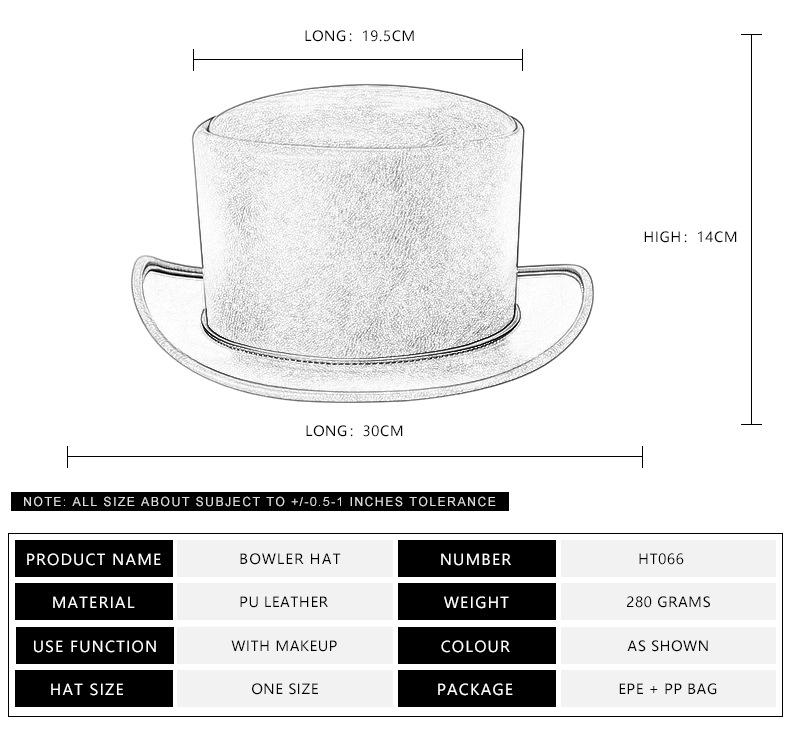 Pălărie înaltă Steampunk Cavaler Medieval European din Piele PU - Accesoriu Cosplay Unisex