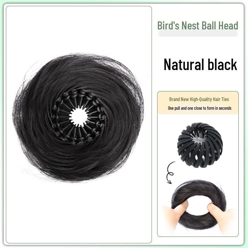 Women's Fluffy Bird's Nest Hair Bun Wig & Hair Tie