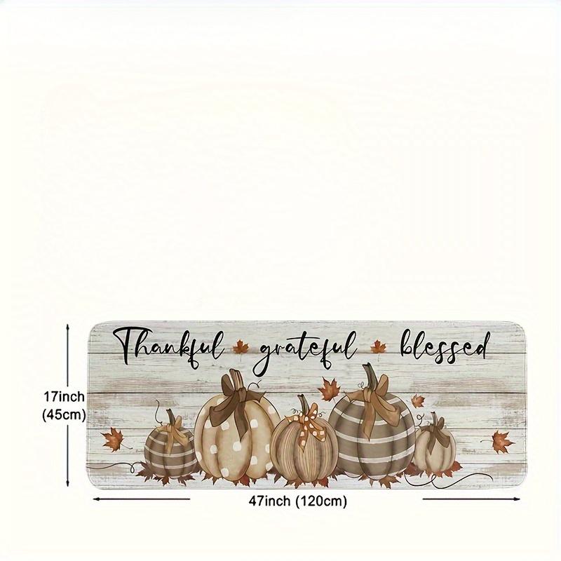 Pumpkin Kitchen Mat Soft Non Slip Flannel Dining and Living Room Mat Easy To Clean Perfect for Families and Thanksgiving Parties