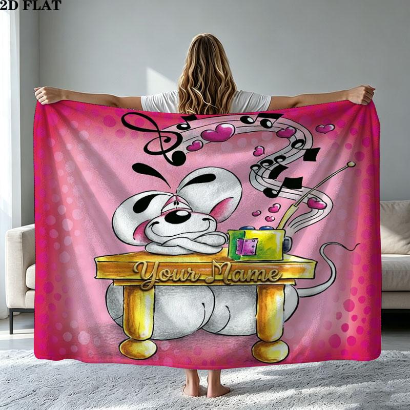 1PC Diddl Custom Name Patterned Flannel Blanket Suitable For All Seasons for Home Decor Warmth and Comfort Gifts Holiday Present