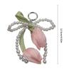 Tulips Pearls Beaded Braided Keychain Bowknot Charm For Handbag Purse Backpack Jewelry Accessories Fashion Decoration