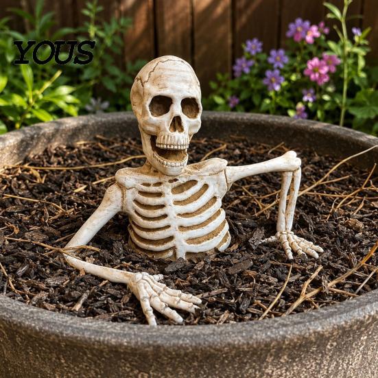 Adjustable Skeleton Hands for Garden Halloween Half Body Yard Sign with Arms, Weatherproof Plastic Arm Stakes Skull Lawn Decoration