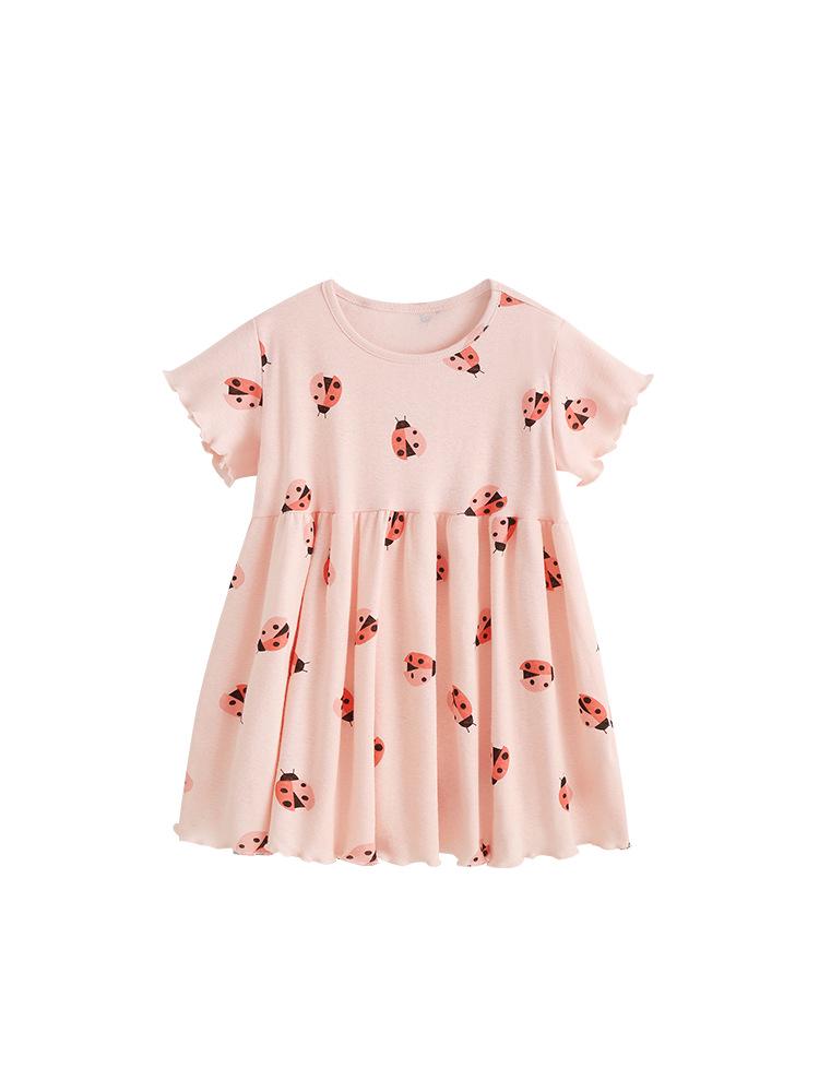 Malwee Girls' Summer Dress: New Round Neck Short Sleeve, Cute European and American Style for Little Girls