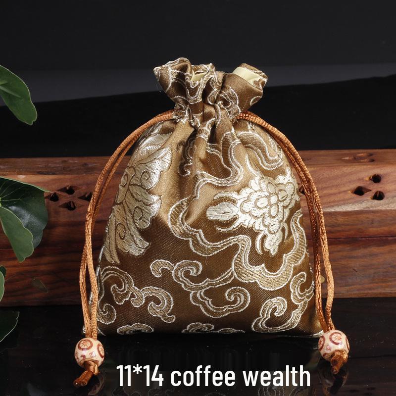 Silk Satin Jewelry Drawstring Bag - Small Brocade Storage Pouch