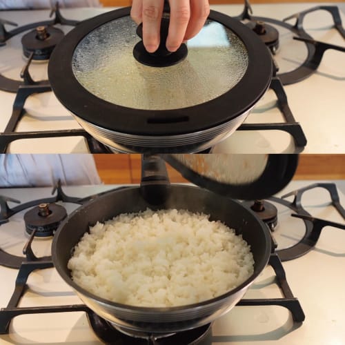 Hokuriku Aluminum Cast Varius A-3136, 24cm Silicone Glass Lid for Removable Handle Frying Pans, Made of Silicone and Tempered Glass for a Non-slip, Li
