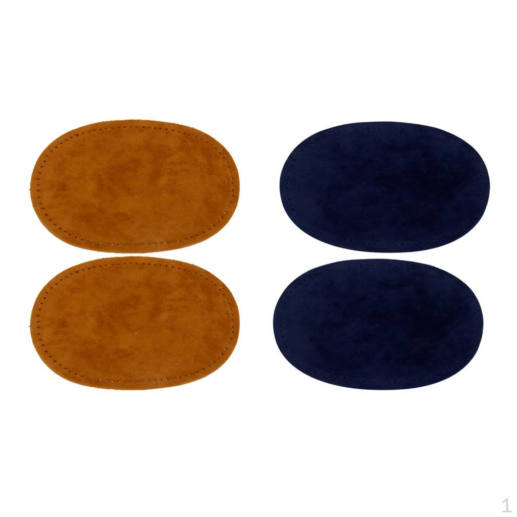 Pack of 2 Pairs Oval Sew on Elbow Knee Patches Coffee