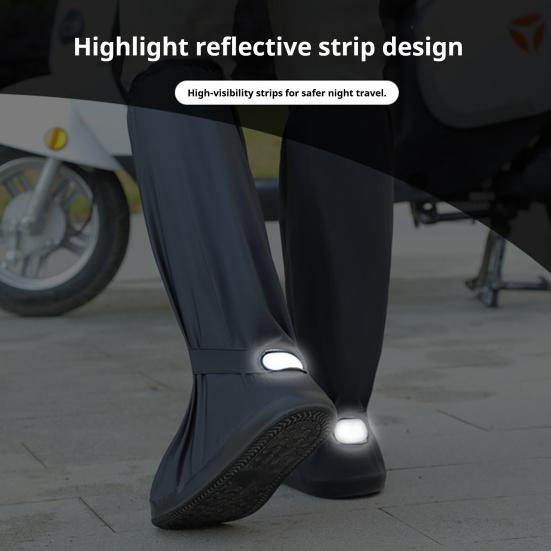 1 Pair Rainproof Shoe Covers Waterproof Non-Slip PVC Puncture Resistant Thickened Shoe Covers with Adjustable Elastic Band