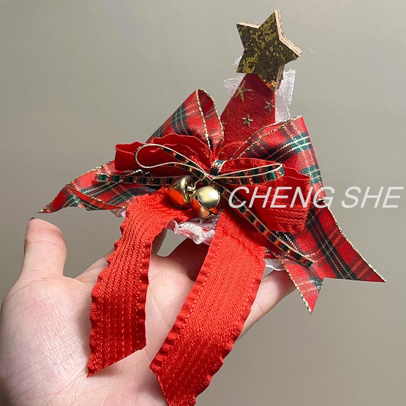 Festive Santa Claus Bell Hair Clip – Christmas Bow Decoration