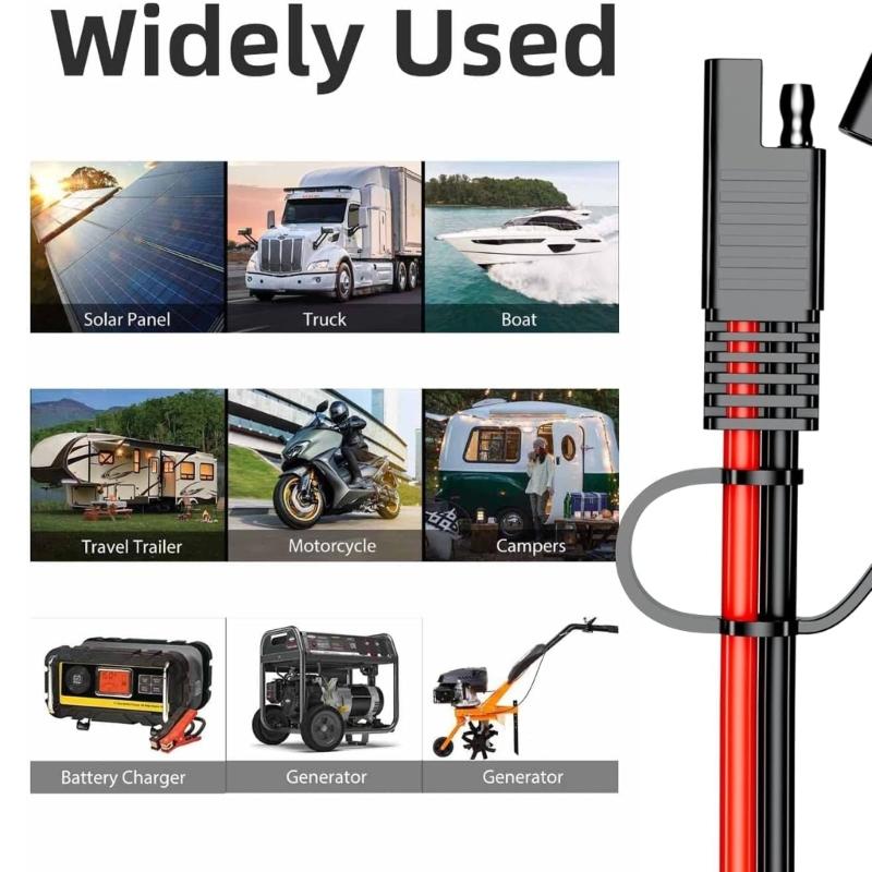 SAE To SAE Extension Cable Quickly Connectors Battery Charging Cable 16AWG Quick Connect Harness Plug Wire Enduring