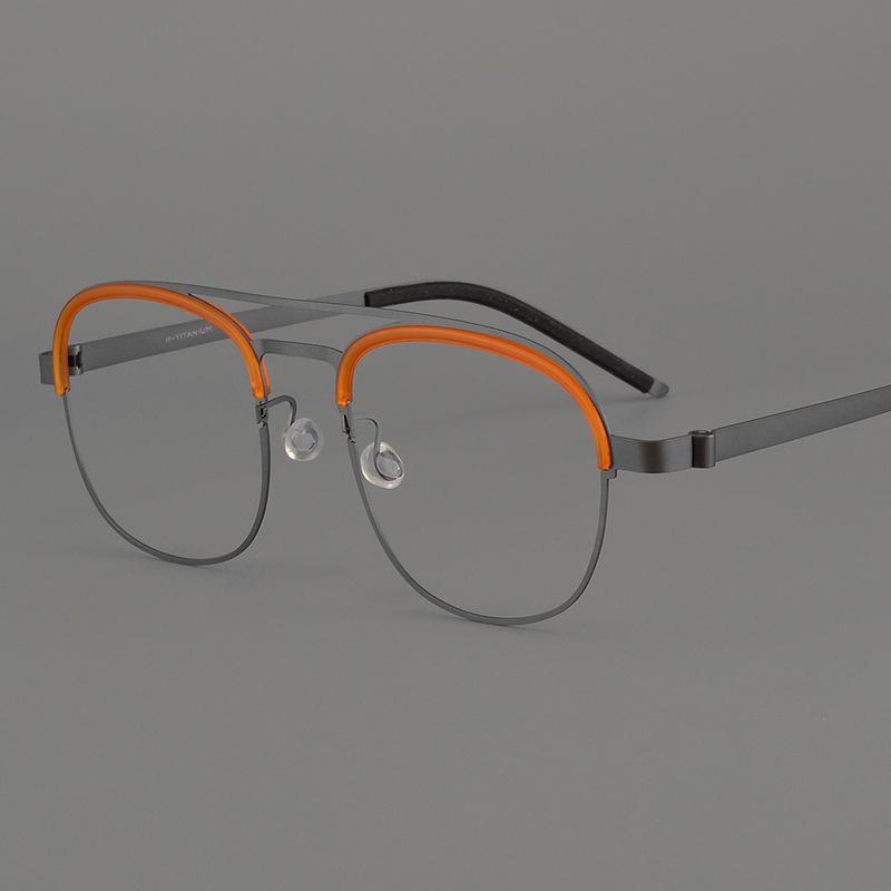 

Danish Luxury Brand Replica Screwless Glasses Frame Pure Titanium + Acetate Ultralight Eyeglasses Men Women Double Beam Eyewear Demo Lens