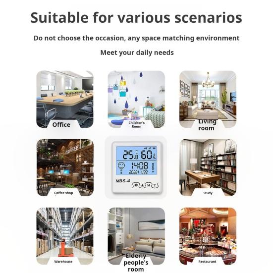 Elektronisk Termometer Hygrometer LCD-skjerm Innendørs Utendørs Digital Fuktighetsmåler Temperaturmåler Måler Multifunksjonell Kalender Vekkeklokke