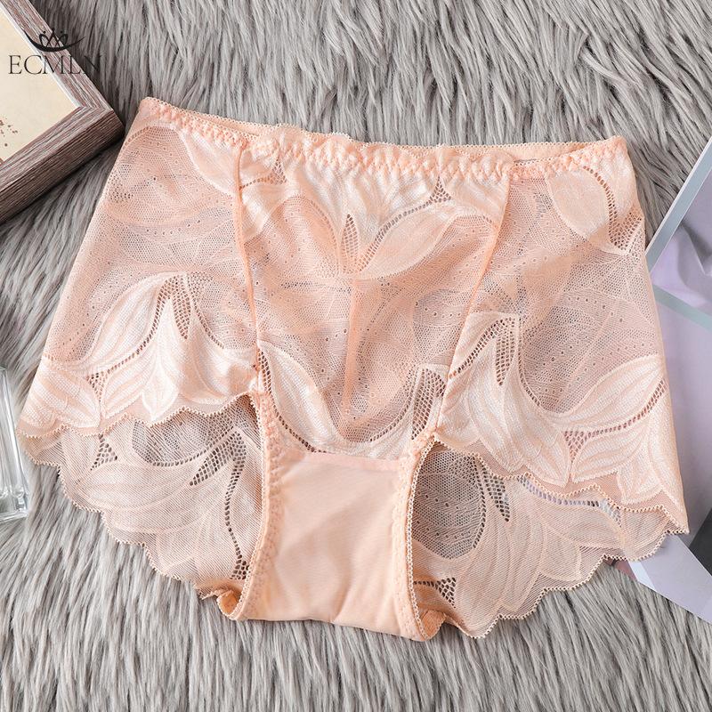 Women's Large Size Mid-waist Underwear Seamless Sexy Lace Panties for Women Pure Cotton Crotch Transparent Ladies Briefs Underpants Knickers